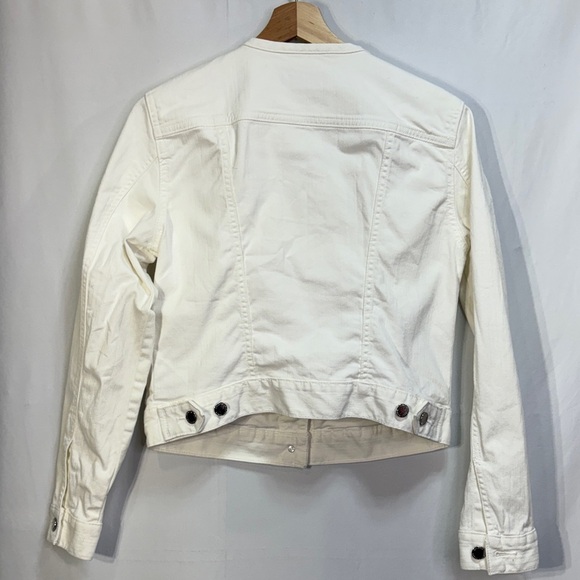🧇Lauren Ralph Lauren white collarless Jean Jacket: - Picture 4 of 5